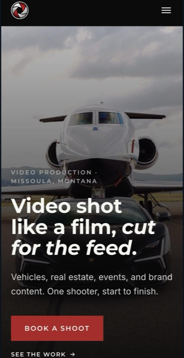 Gabe Films home page on a phone